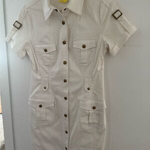 Marvin Richards Cream Button-Up Mini Dress